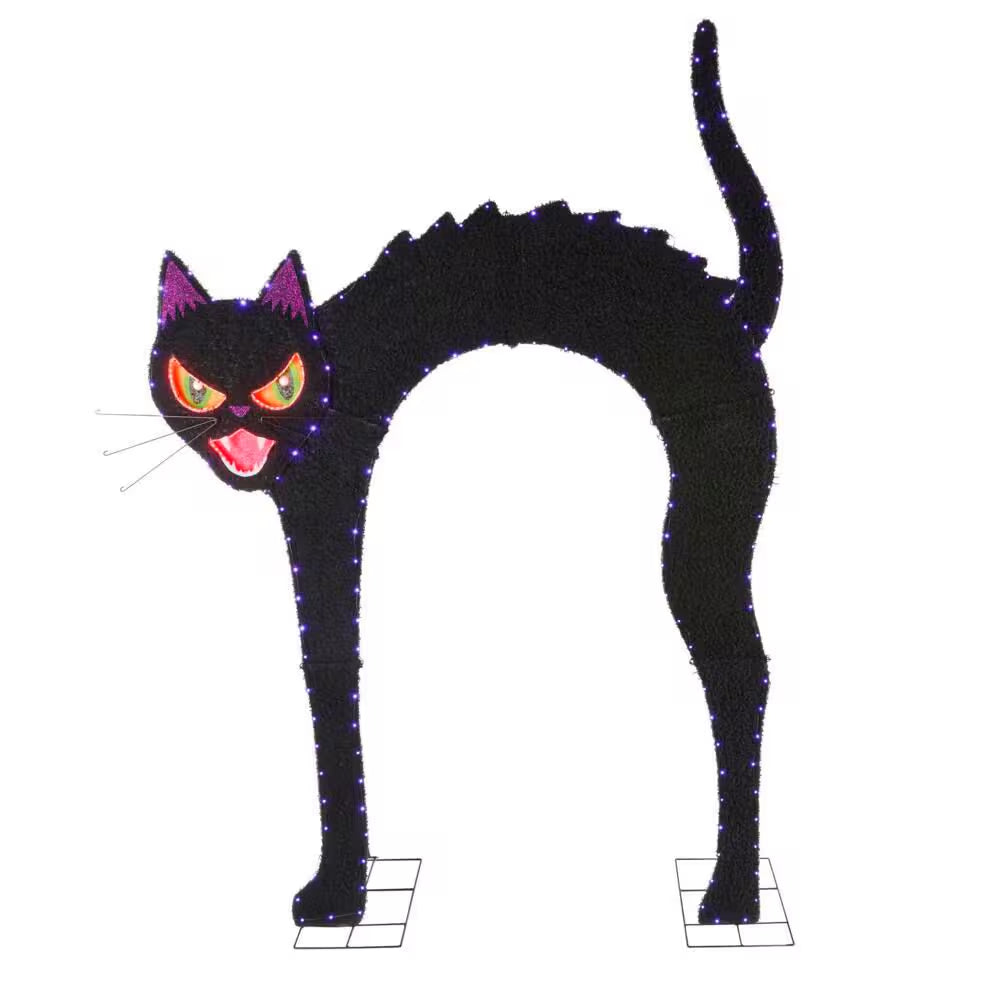 9.5 Ft. Halloween Classics Giant-Sized Color Changing LED Black Cat Archway H40