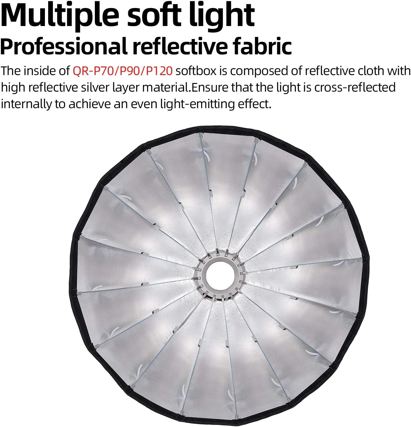 QR-P70 27In 70Cm Deep Parabolic Softbox Quick Release Compatible Bowens Mount Softbox with Grid, Carrying Bag for Photography Studio Portrait Video Shooting (27In / 70Cm)