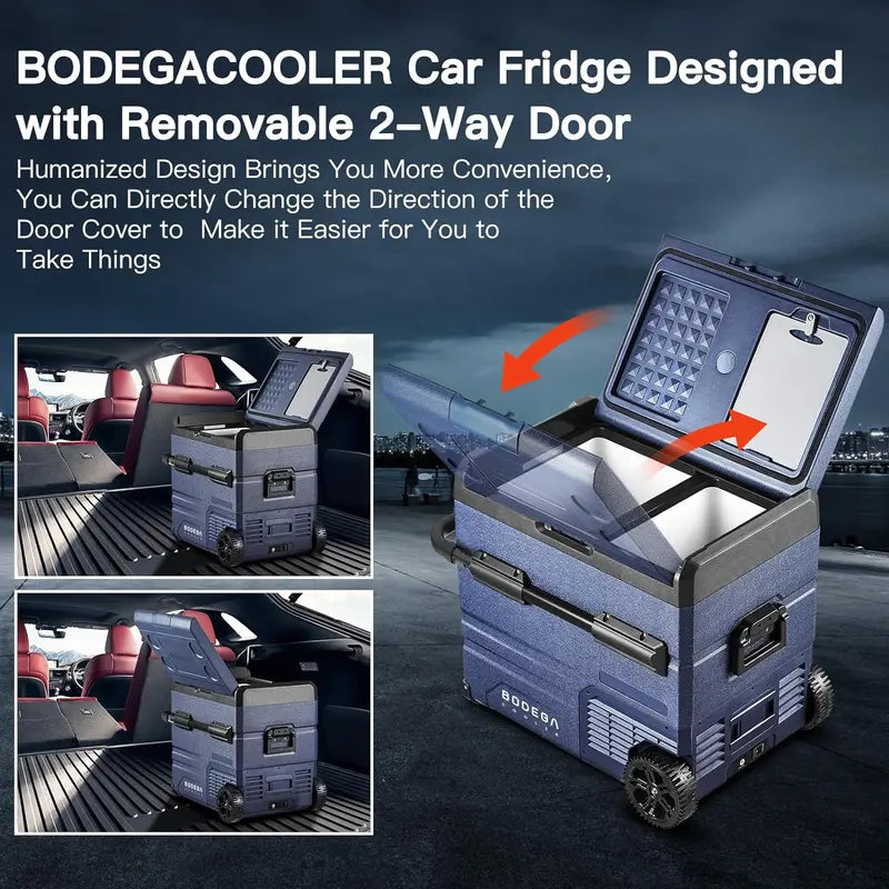 BODEGACOOLER 12 Volt Refrigerator, RV Portable Freezer, Car Fridge Dual Zone APP Control, 59 Quart（55L）-4℉-68℉ RV Car Cooler 12/24V DC and 100-240V AC for Outdoor, Camping, Vehicles, Travel, RV