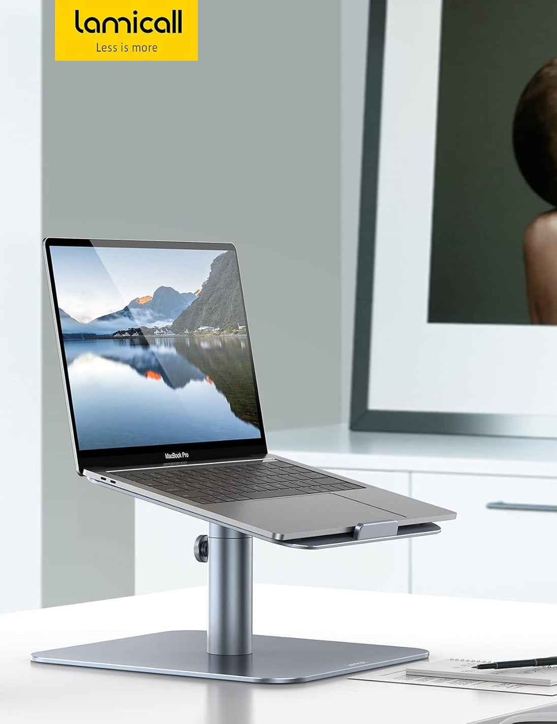 Laptop Stand, Swivel Computer Holder Multi-Angle Height Adjustable, Ergonomic 360 Rotating Notebook Desk Riser, Compatible with 10-17" Laptop, Such as Macbook Air Pro, Dell XPS, HP, Gray