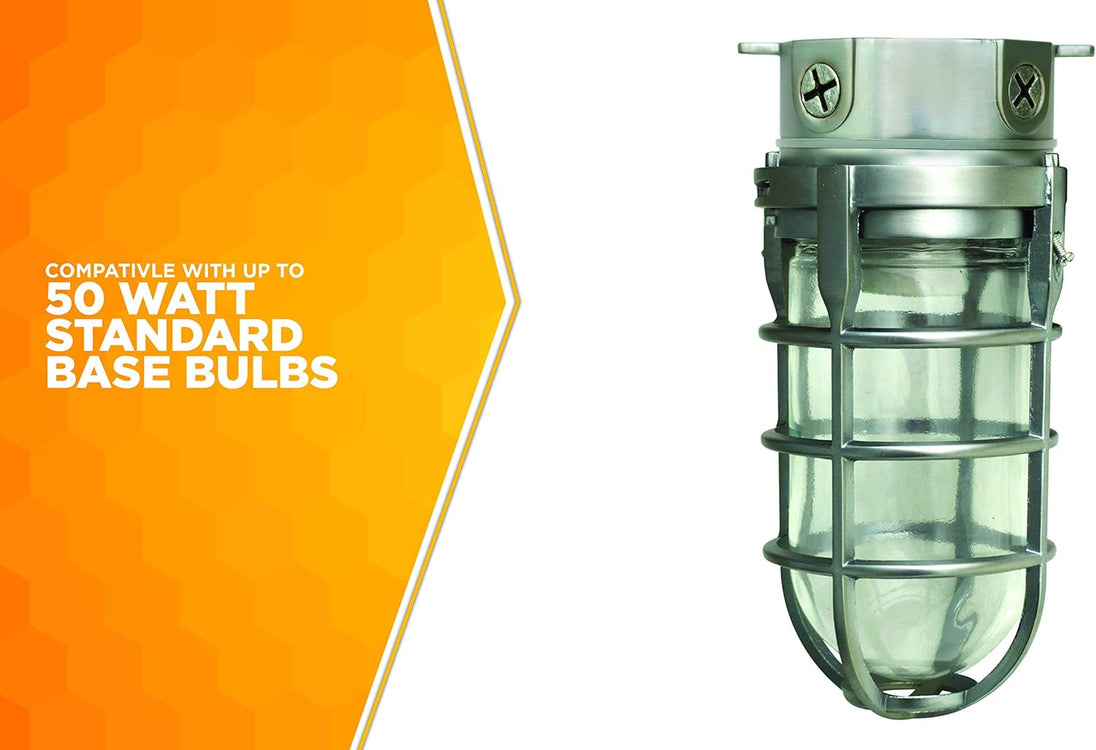L1706 Vandal Resistant Security Light with Ceiling Mount (150W Incandescent Bulb; Silver)