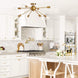 Sputnik Chandelier 8 Lights Semi Flush Mount Ceiling Light Modern Pendant Light Fixture, Brass, Bedroom Dining Room Kitchen Living Room