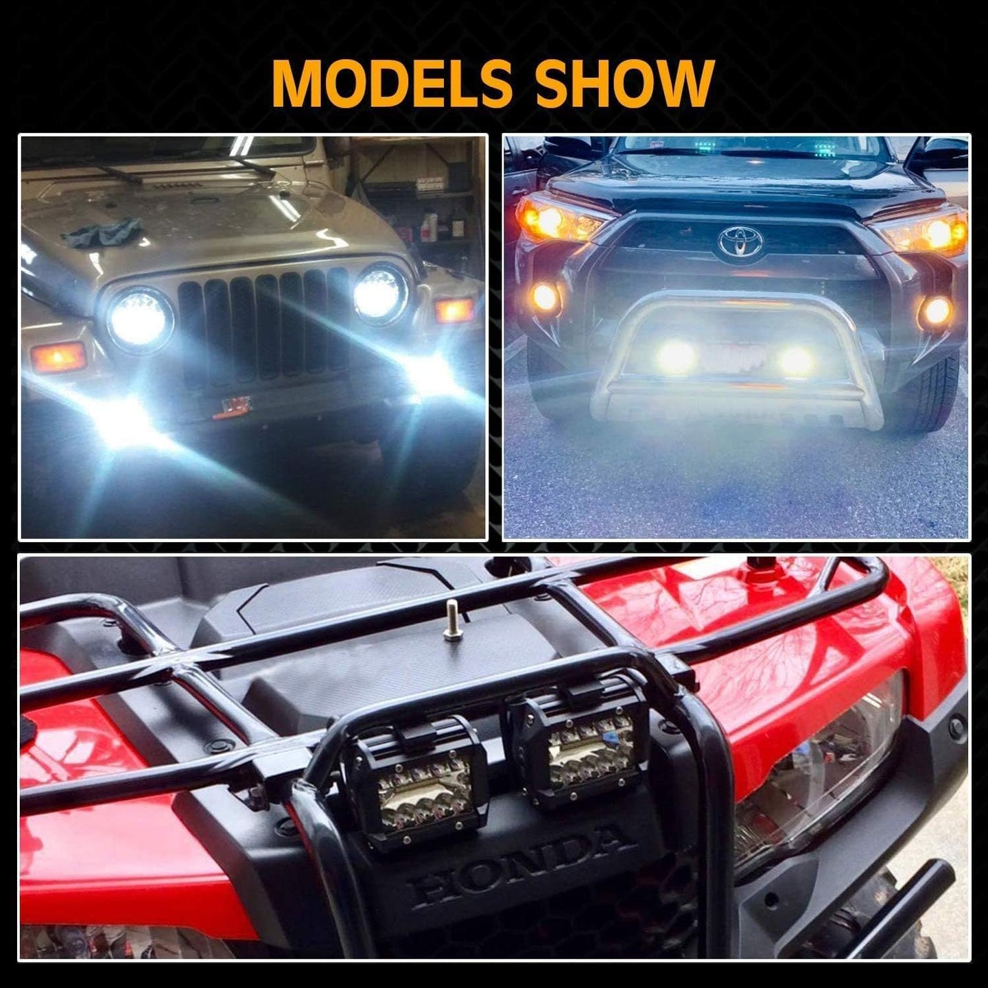 LED Pods , 4 Inch 60W Led Light Bar Spot Flood Combo off Road LED Fog Lights Triple Row Led Work Lights for Jeep Trucks Polaris Boats Pickup UTV ATV,4 Pack