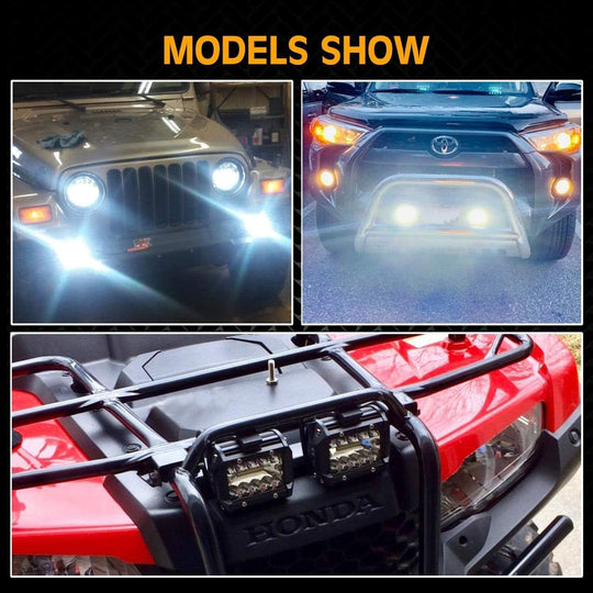 LED Pods , 4 Inch 60W Led Light Bar Spot Flood Combo off Road LED Fog Lights Triple Row Led Work Lights for Jeep Trucks Polaris Boats Pickup UTV ATV,4 Pack