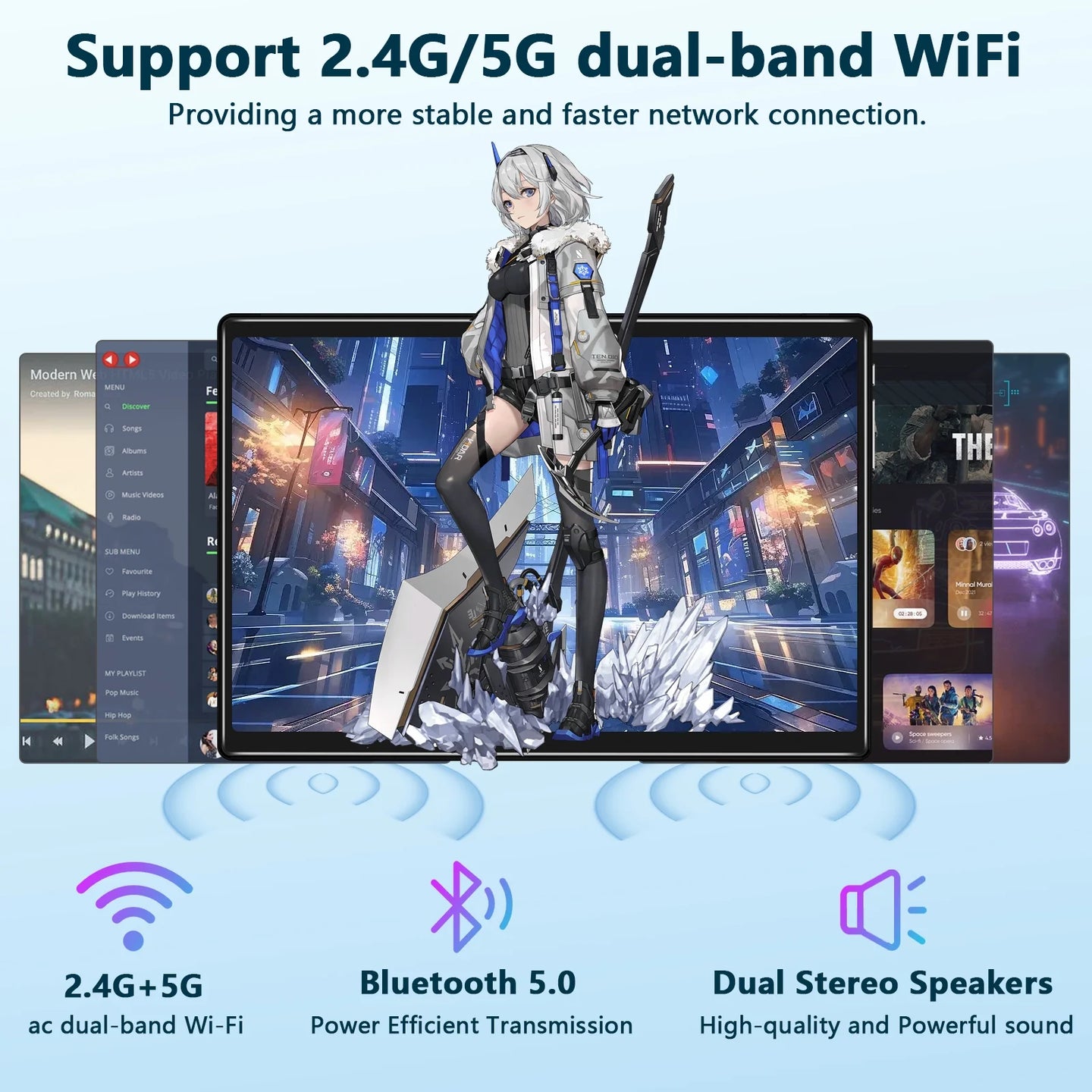 Tablet 2025 Newest Android 14 Tablet, 10 Inch Tablet,5G Wi-Fi Tablet Computer,2 in 1 Tablet with Keyboard, 128GB ROM+16(8+8)GB RAM + 1TB Expand,Octa-Core Processor,1920 * 1200 Ips,Bluetooth,Gps,Black