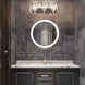 Modern Bathroom Vanity Light Fixture, 3-Lights, Black Metal & Crystal, HJ-8600-3T