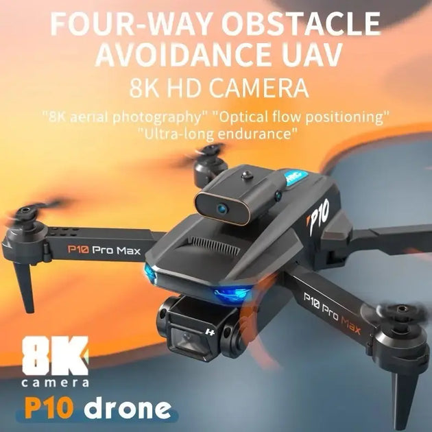4K P10 Drone Comes with a High-Definition Camera and a Wifi FPV High-Definition Dual Folding RC Quadcopter Height Maintainer Foldable Mobile