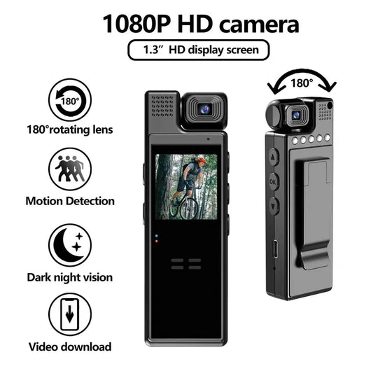 1080P HD Action Camera with USB Charging Back Clip - Portable Sports Video Recorder