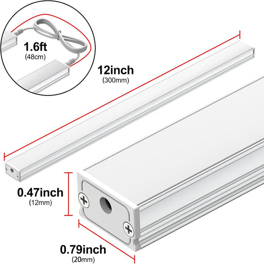 under Cabinet Led Light Plug In, Dimmable Daylight White 4500K, 3 Pack 12 Inch Linkable Led under Counter Lights for Kitchen, Shelf, Workbench, Cupboard, ETL Listed Plug 24V, UNO-LK 4500K