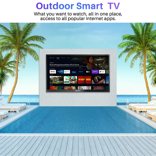 SYLVOX 43" Outdoor TV, 4K UHD Smart TV with Voice Assitant, Free Dowload Apps, Support Wifi Bluetooth, HDR, IP55 Waterproof TV Suitable for Partial Sun Area (Deck Pro Series)