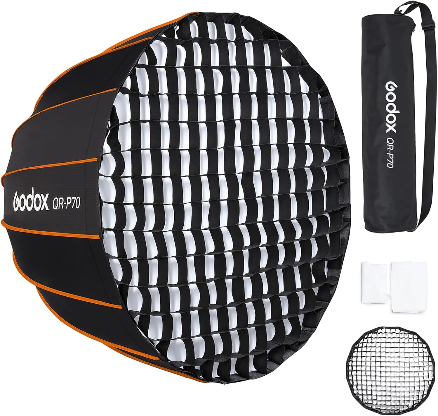 QR-P70 27In 70Cm Deep Parabolic Softbox Quick Release Compatible Bowens Mount Softbox with Grid, Carrying Bag for Photography Studio Portrait Video Shooting (27In / 70Cm)
