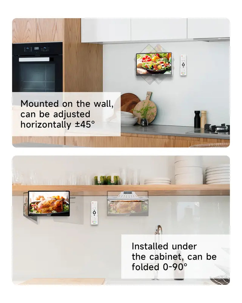 SYLVOX Kitchen TV, 15.6 Inch Small TV with Google System, Rotated & Foldable 1080P FHD Smart TV Support Google Assistant Wifi Bluetooth, under Cabinet TV for Kitchen, Bedroom, RV Camper