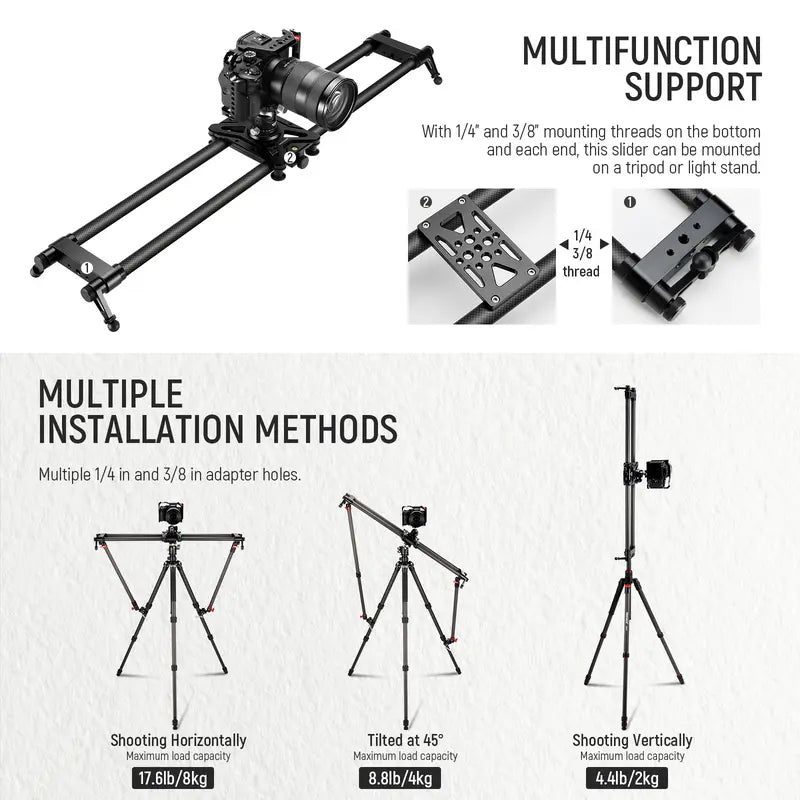 NEEWER CS80CM 31.5In/80Cm Carbon Fiber Camera Slider