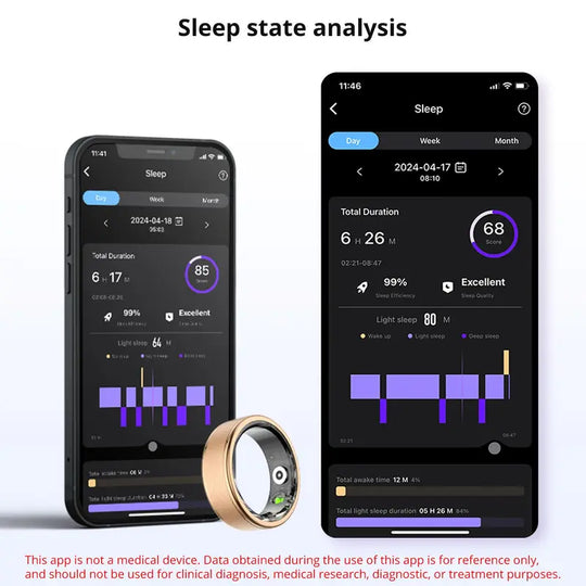 Smart Ring, Waterproof Smart Ring with Blood Pressure & Blood Oxygen Monitoring, Multifunctional Smart Ring for Men & Women
