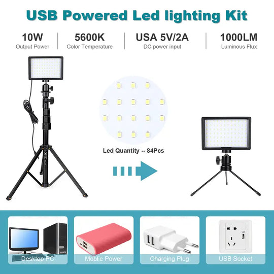 Dimmable 5600K LED Video Light with Adjustable Tripod Stand & Color Filters, 2-Pack Continuous Photography Lighting for Webcam, Zoom, Streaming, Youtube, Tiktok, Photography Lighting