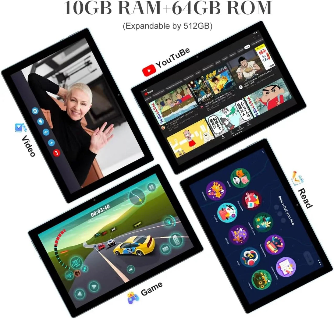 2 in 1 Tablet, 10 Inch Android 13 Tablet with Keyboard 10GB+64GB+512GB Expand Dual Camera, IPS Touch Screen Tablet Computer, Wifi, Bluetooth, Long Battery Life, Google Certified Tablet PC, Pink