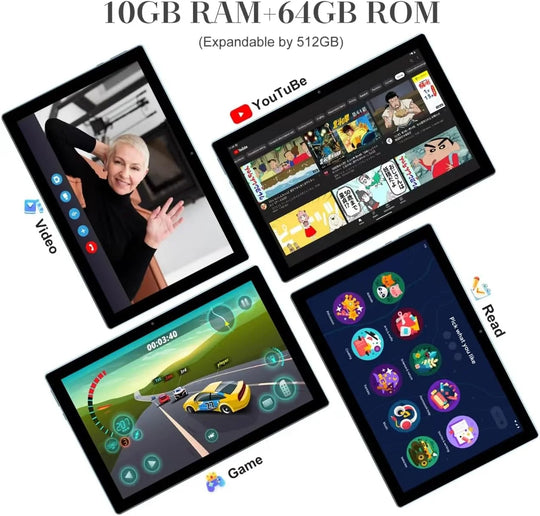2 in 1 Tablet, 10 Inch Android 13 Tablet with Keyboard 10GB+64GB+512GB Expand Dual Camera, IPS Touch Screen Tablet Computer, Wifi, Bluetooth, Long Battery Life, Google Certified Tablet PC, Pink