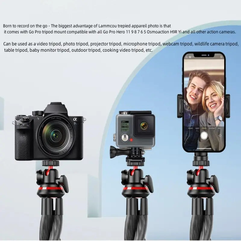 Portable Camera Tripod, Flexible Mini Camera Stand with Hidden Phone Clip, Universal Camera Accessories for Iphone 13 12 Pro Max XS Max X 8 Samsung Canon Nikon Sony Cameras, Music Festival (1 Count)