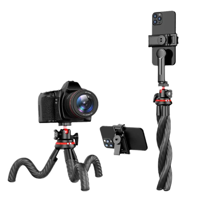 Portable Camera Tripod, Flexible Mini Camera Stand with Hidden Phone Clip, Universal Camera Accessories for Iphone 13 12 Pro Max XS Max X 8 Samsung Canon Nikon Sony Cameras, Music Festival (1 Count)