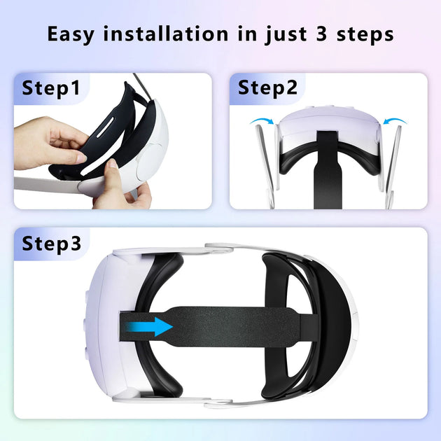 VR Head Support for Meta Oculus Quest 3 Headset Glasses - Comfortable, Replaceable, Adjustable Head Strap - VR Accessories for Enhanced Immersive Experience-White