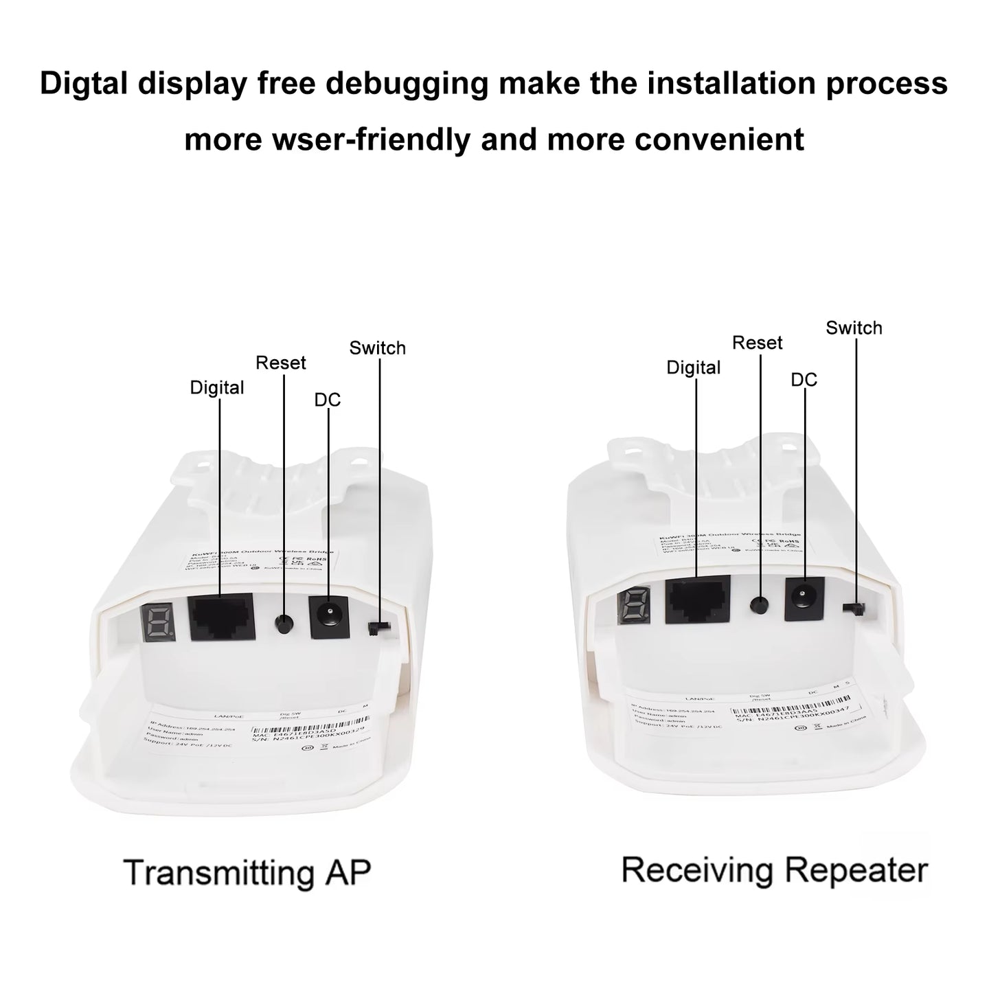 Outdoor Wifi Router 300Mbps Wireless Bridge 1KM Long Range 2.4G Wifi Repeater Extender Wi-Fi Signal Amplifier Access Point