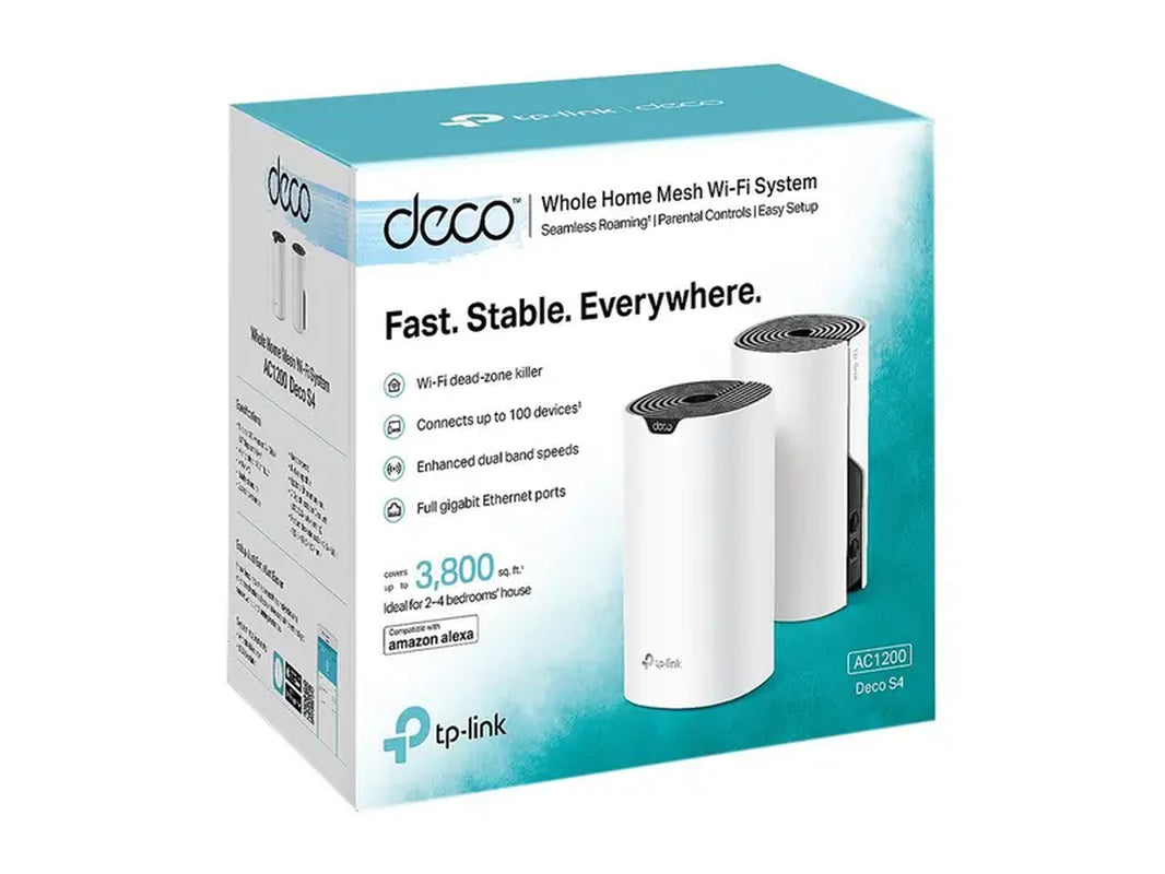 Tp-Link Deco Whole Home Mesh Wifi System (Deco S4) - up to 3,800 Sq.Ft. Coverage, Wifi Router and Extender Replacement, Parental Controls, 2-Pack