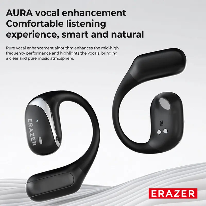 ERAZER True Wireless Open Ear Earphones Bluetooth 5.4 ENC Noise Cancelling Headphones Hifi Sound Touch Control 84Hours Long Playtime Not in Ear Earphones Waterproof over Ear Wireless Headset for Working Music Movie Electronic Audio& Video Earbuds