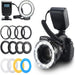 Ring Flash Light, 48 Micro LED Ring Flash Light with LCD Display Power Control, 4Pcs Flash Diffusers & 8Pcs Lens Adaptor for Canon, Nikon DSLR Cameras, Camera Accessories