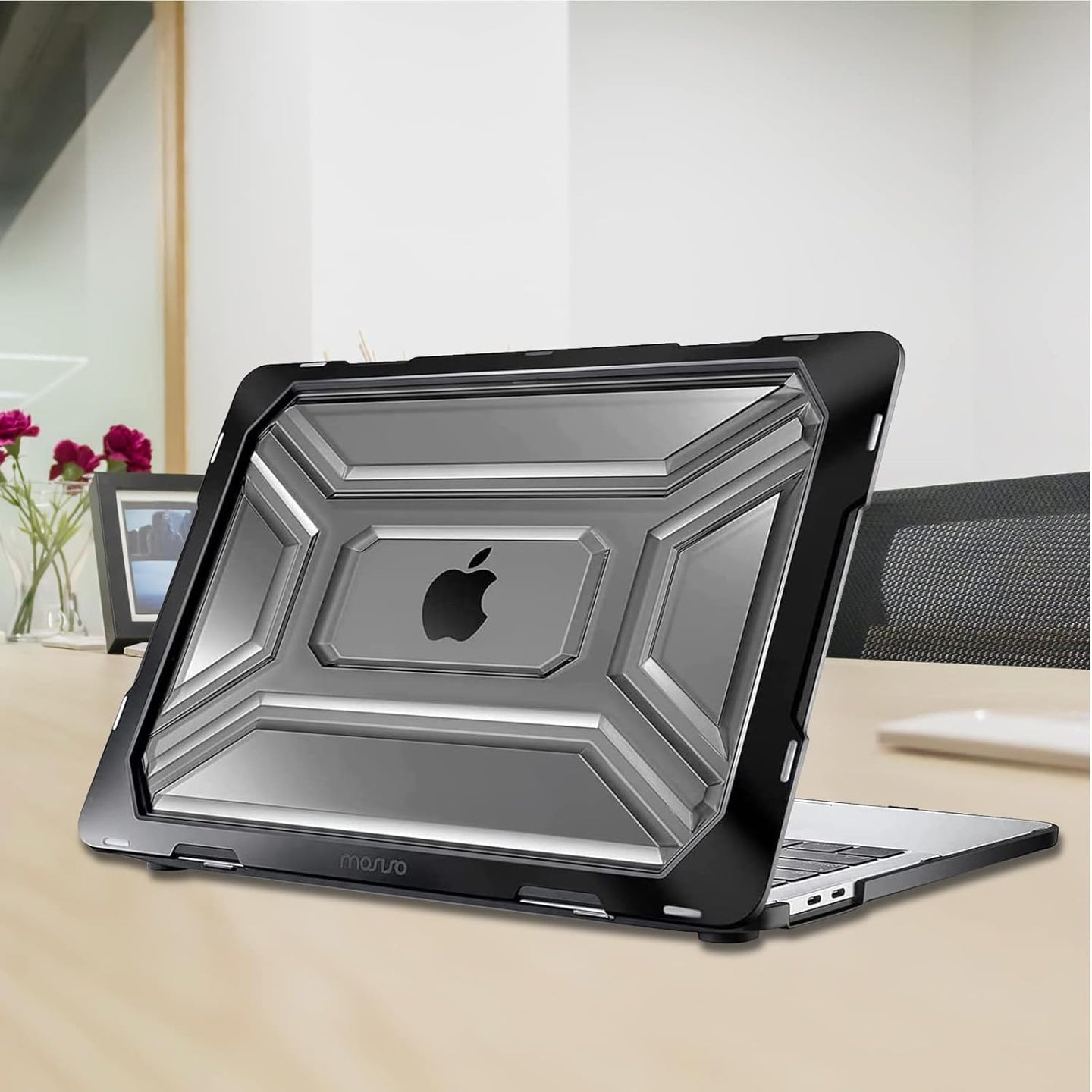 Compatible with Macbook Pro 13 Inch Case M2 2025 2024 2023 2022 2021 2020 A2338 M1 A2289 A2251 with Touch Bar, Heavy Duty Plastic Hard Shell Case with TPU Bumper&Keyboard Cover, Black