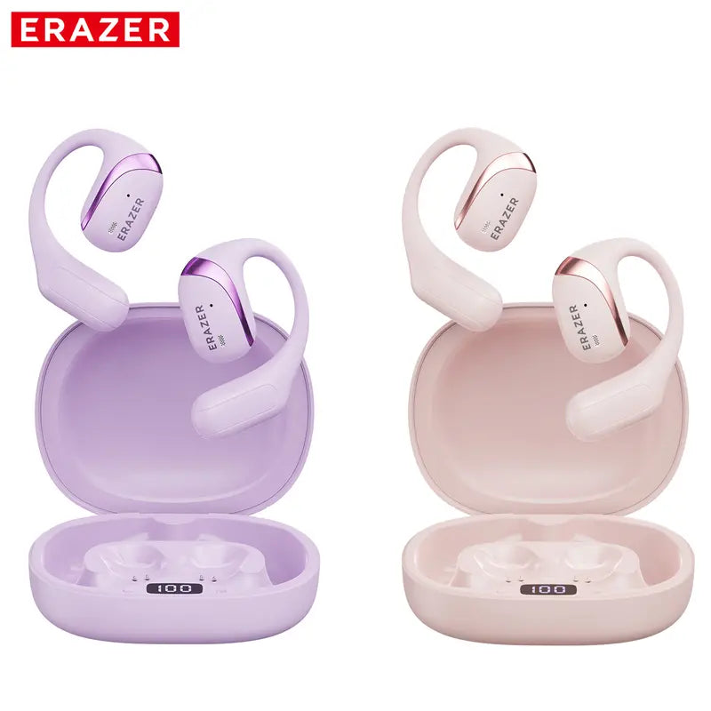 ERAZER True Wireless Open Ear Earphones Bluetooth 5.4 ENC Noise Cancelling Headphones Hifi Sound Touch Control 84Hours Long Playtime Not in Ear Earphones Waterproof over Ear Wireless Headset for Working Music Movie Electronic Audio& Video Earbuds