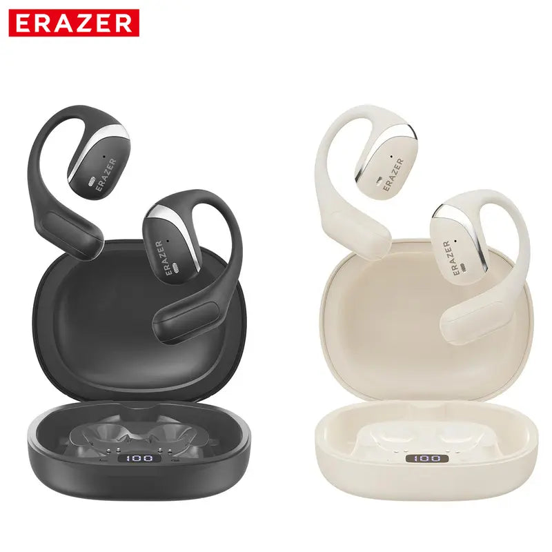 ERAZER True Wireless Open Ear Earphones Bluetooth 5.4 ENC Noise Cancelling Headphones Hifi Sound Touch Control 84Hours Long Playtime Not in Ear Earphones Waterproof over Ear Wireless Headset for Working Music Movie Electronic Audio& Video Earbuds