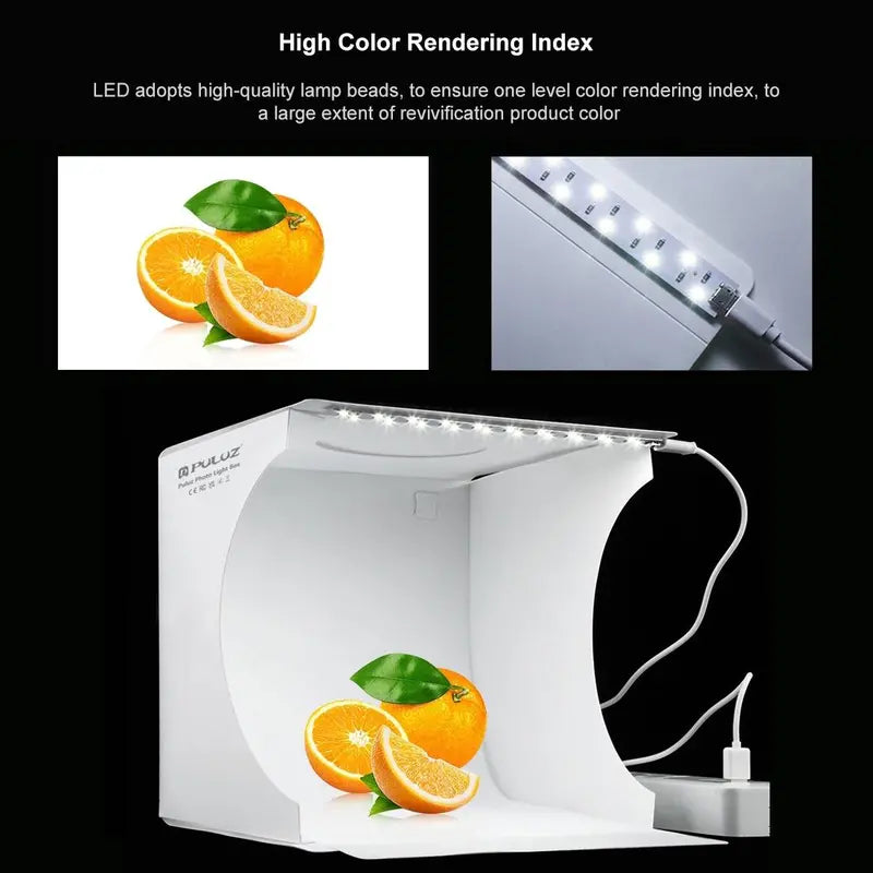 Portable Foldable Photography Studio Box, USB Powered 550LM Light Photo Lighting Studio Shooting Tent Box with 6 Colors Photography Backdrops