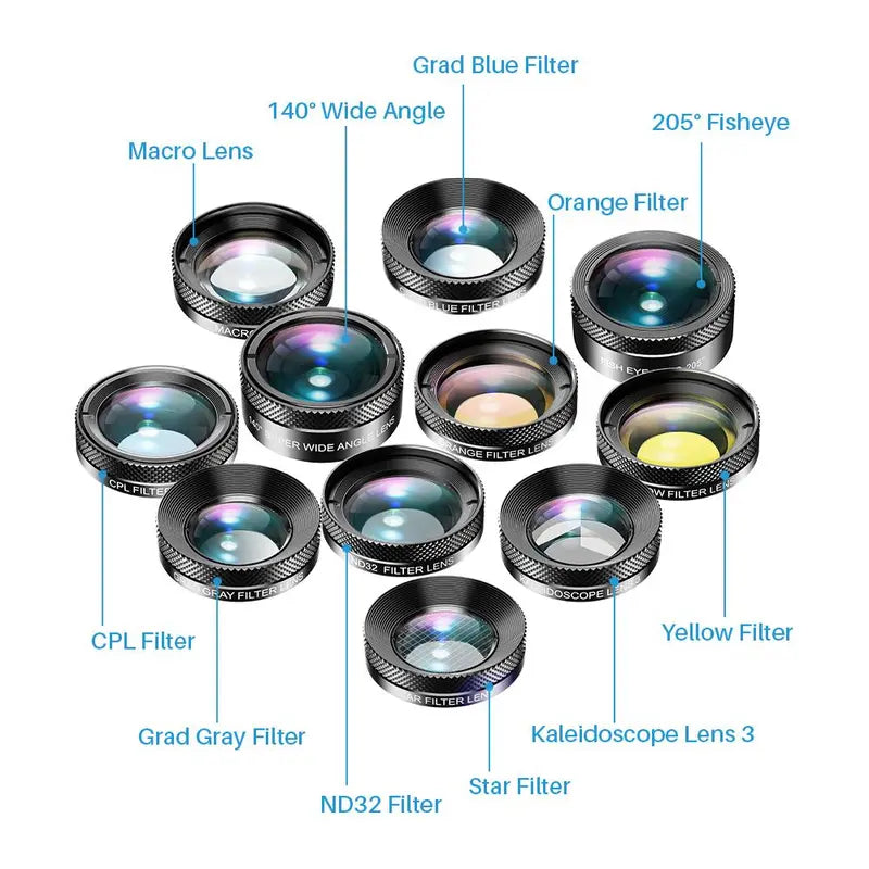 Durable Mobile Phone Camera Lens Set, Multifunctional Cellphone Lens, Universal Mobile Phone Photography Accessories, Easy Installation Phone Camera Lens Kit, Suitable for Most Smartphones