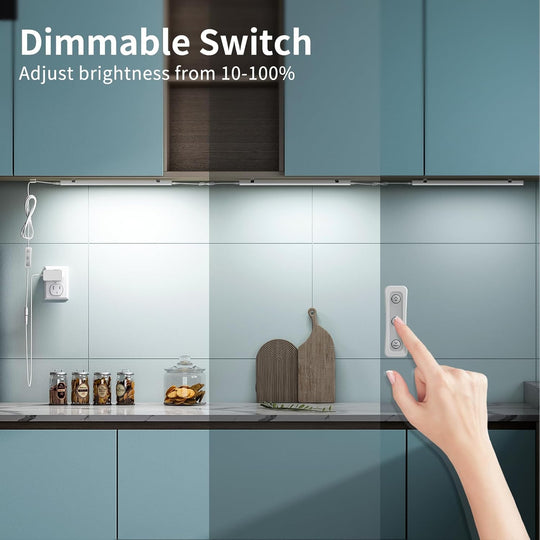 under Cabinet Led Light Plug In, Dimmable Daylight White 4500K, 3 Pack 12 Inch Linkable Led under Counter Lights for Kitchen, Shelf, Workbench, Cupboard, ETL Listed Plug 24V, UNO-LK 4500K