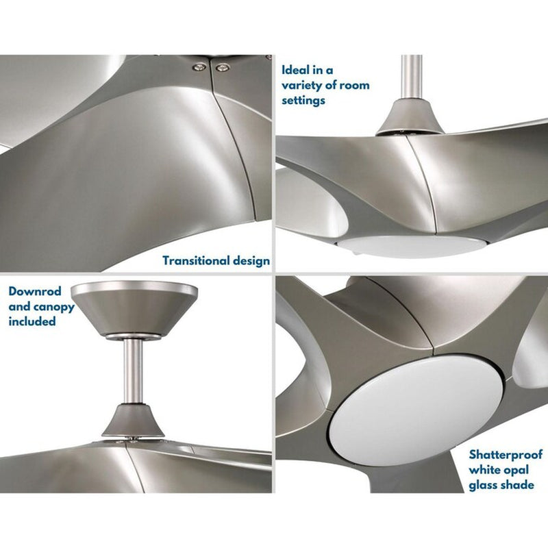 Vernal 60-In Integrated LED Outdoor Smart Painted Nickel with Painted Nickel Blades Propeller Ceiling Fan with Light - Remote Included ( 5 -Blade )