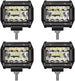 LED Pods , 4 Inch 60W Led Light Bar Spot Flood Combo off Road LED Fog Lights Triple Row Led Work Lights for Jeep Trucks Polaris Boats Pickup UTV ATV,4 Pack