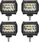 LED Pods , 4 Inch 60W Led Light Bar Spot Flood Combo off Road LED Fog Lights Triple Row Led Work Lights for Jeep Trucks Polaris Boats Pickup UTV ATV,4 Pack