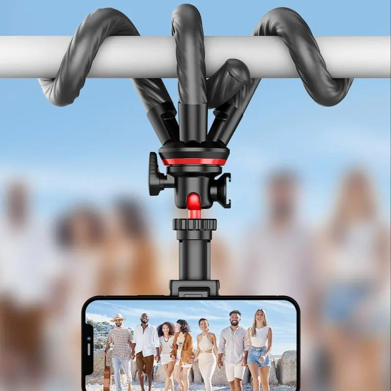 Portable Camera Tripod, Flexible Mini Camera Stand with Hidden Phone Clip, Universal Camera Accessories for Iphone 13 12 Pro Max XS Max X 8 Samsung Canon Nikon Sony Cameras, Music Festival (1 Count)