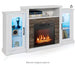 Electric Fireplace TV Stand, Electric Fireplace Mantel with 16-Color Led Lights, Adjustable Glass Shelves, Remote & Smart APP Control, TV Console for Living Room