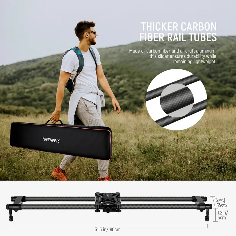 NEEWER CS80CM 31.5In/80Cm Carbon Fiber Camera Slider