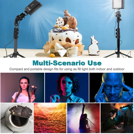 Dimmable 5600K LED Video Light with Adjustable Tripod Stand & Color Filters, 2-Pack Continuous Photography Lighting for Webcam, Zoom, Streaming, Youtube, Tiktok, Photography Lighting
