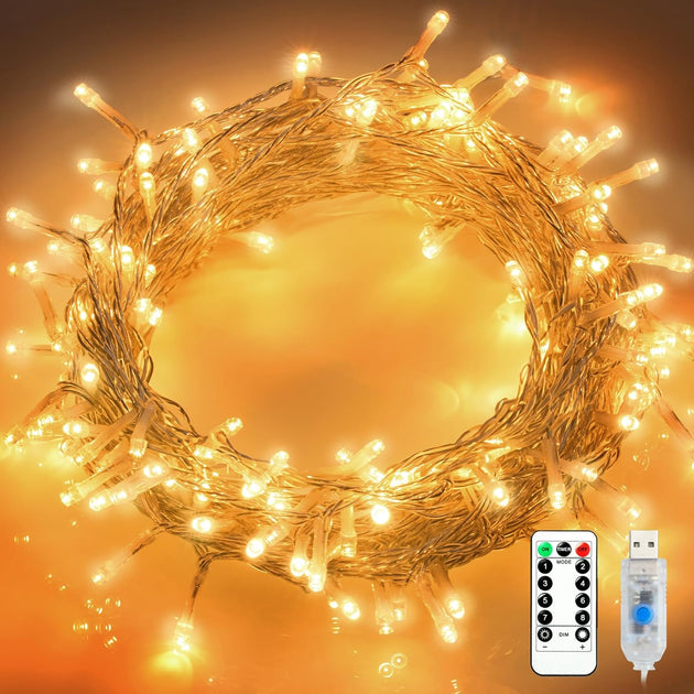 100 LED String Light for Wedding Party Bedroom,33 Ft USB String Lights 8 Modes Waterproof for Indoor Outdoor