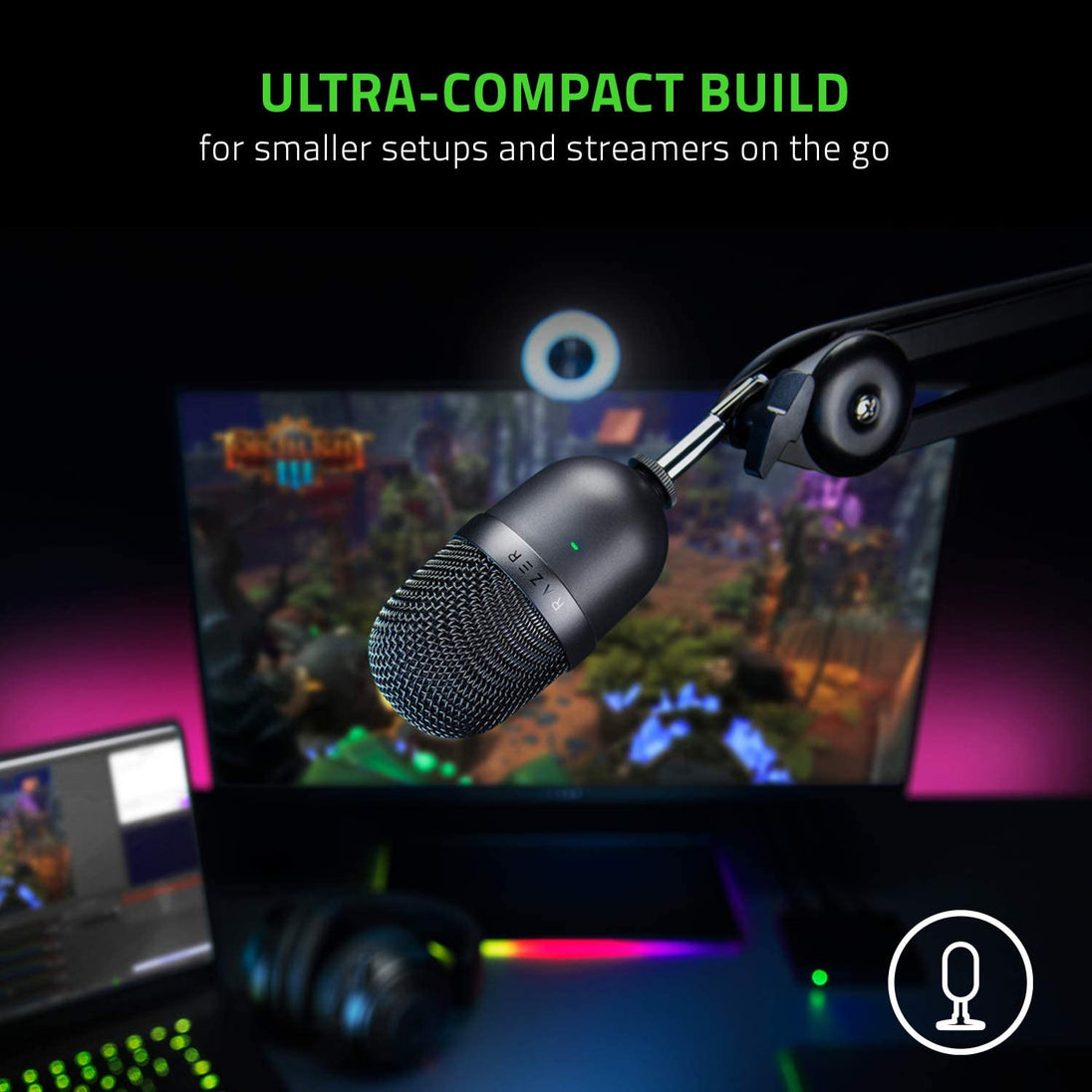 Seiren Mini USB Condenser Microphone for Professional Streaming and Gaming on PC - Superior Recording Quality with Precise Supercardioid Pickup Pattern - Adjustable Stand - Shock Resistant - Classic Black