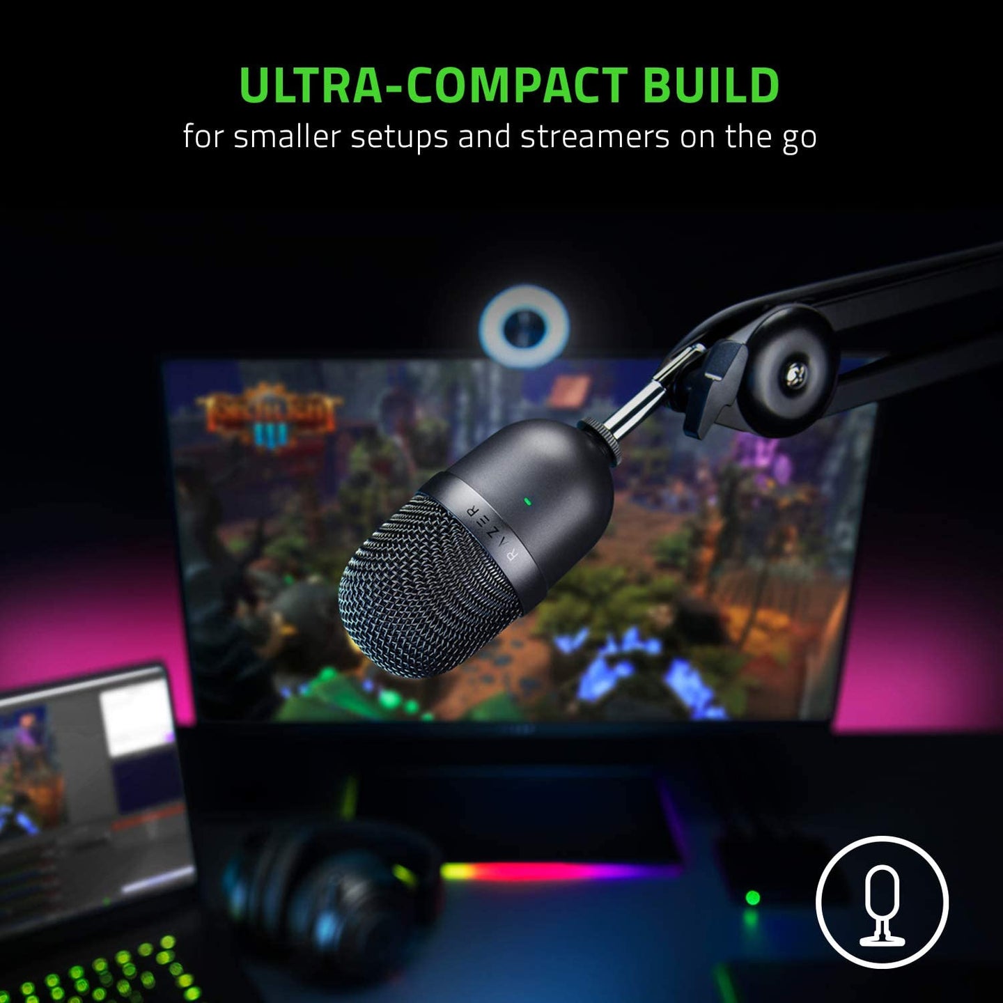 Seiren Mini USB Condenser Microphone for Professional Streaming and Gaming on PC - Superior Recording Quality with Precise Supercardioid Pickup Pattern - Adjustable Stand - Shock Resistant - Classic Black