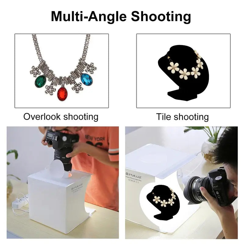 Portable Foldable Photography Studio Box, USB Powered 550LM Light Photo Lighting Studio Shooting Tent Box with 6 Colors Photography Backdrops