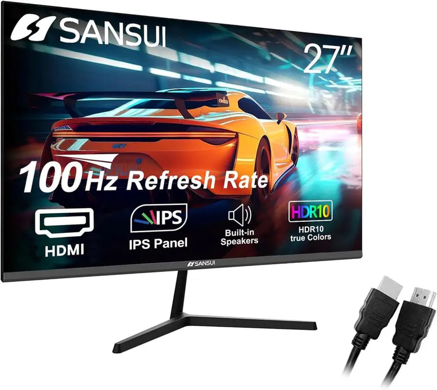 Sansui Monitors 22/24/27 Inch 75Hz/75Hz/100Hz IPS FHD DP/HDMI/VGA Tilt Adjustable for Working and Gaming(Hdmi Cable Included) Laptop Laptop Laptop