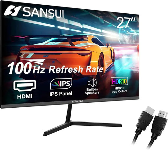 Sansui Monitors 22/24/27 Inch 75Hz/75Hz/100Hz IPS FHD DP/HDMI/VGA Tilt Adjustable for Working and Gaming(Hdmi Cable Included) Laptop Laptop Laptop