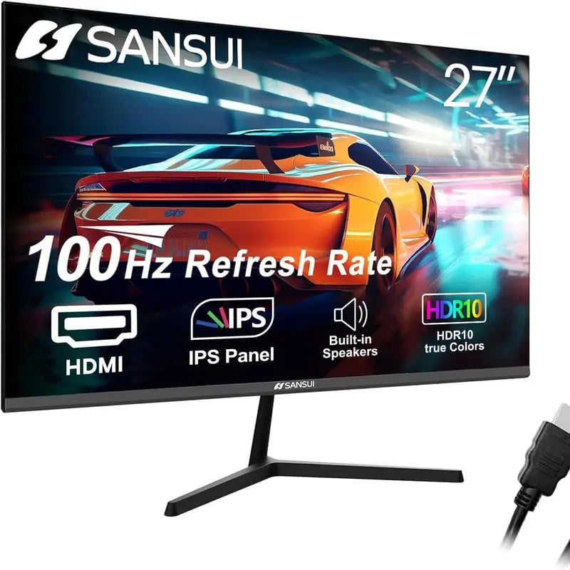 Sansui Monitors 22/24/27 Inch 75Hz/75Hz/100Hz IPS FHD DP/HDMI/VGA Tilt Adjustable for Working and Gaming(Hdmi Cable Included) Laptop Laptop Laptop