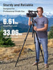 Progearx 73″ Camera Tripod, Professional Complete Tripod with 360°Fluid Head, QR Plate, Robust Aluminium Alloy Body, Carrying Bag, Video Tripod for Camera, DSLR, SLR, Canon, Nikon, Binoculars