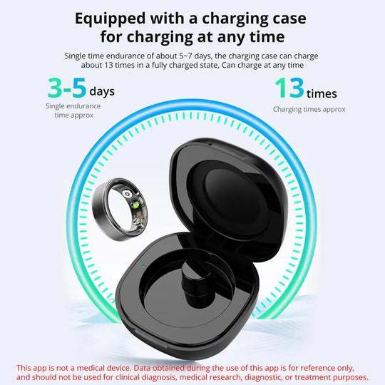 Smart Ring, Waterproof Smart Ring with Blood Pressure & Blood Oxygen Monitoring, Multifunctional Smart Ring for Men & Women